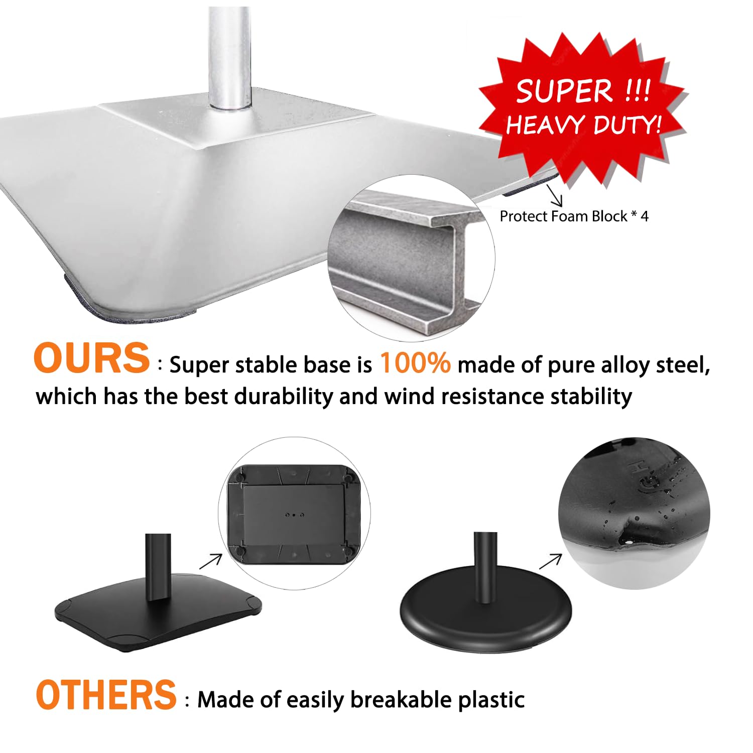 Soporte ajustable para carteles, con base de hierro mejorada, soporte de señalización de suelo de pedestal para publicidad en exteriores o interiores (8.5 x 11 pulgadas, plateado)
