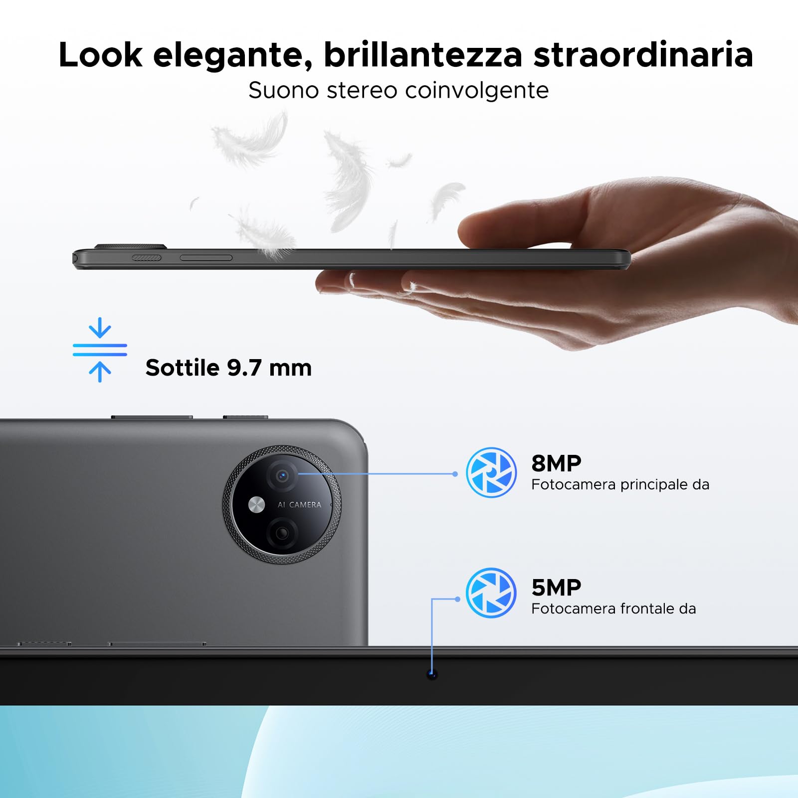 P10 Android 16 Tablet 10 Pollici, 48GB RAM+128GB ROM/2TB TF, Gemini AI, 90Hz, 7000mAh, WiFi 5, Face ID, OTG, Jack 3,5 mm, Widevine L1, Tablet con Tastiera e Penna, Nero