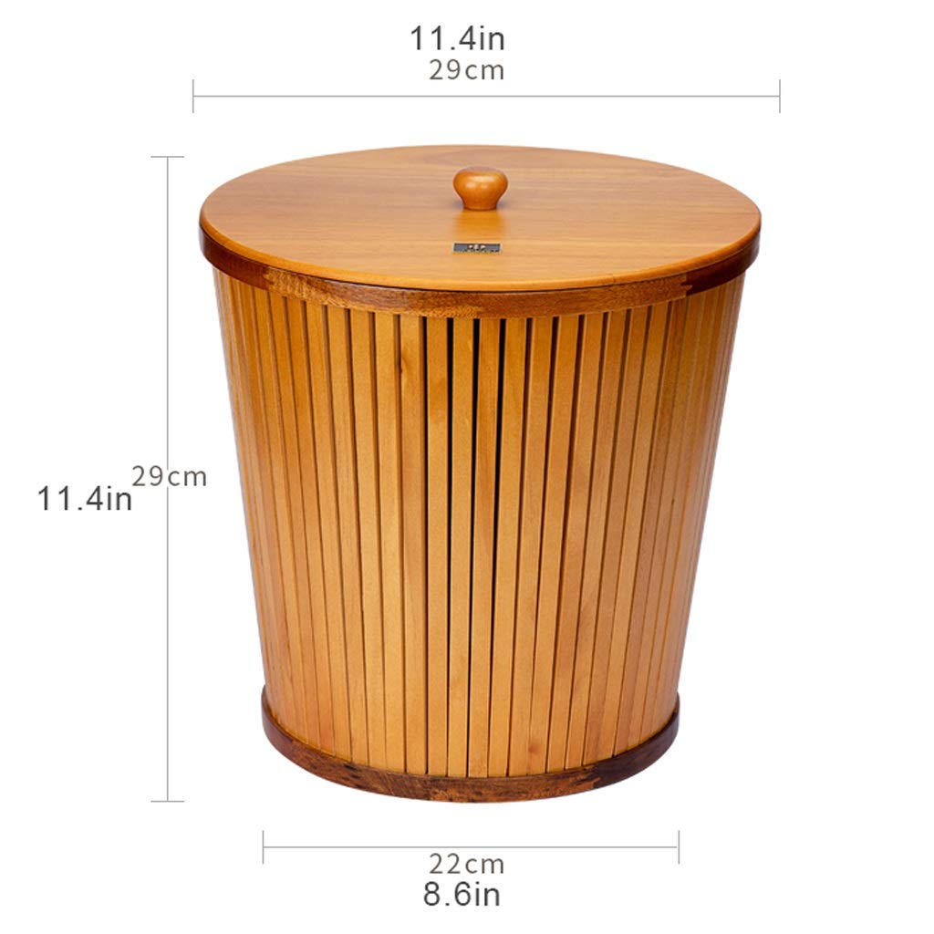 UPJAKS Cubo de Basura 12L Papelera de Madera con Tapa Grande Dormitorio del hogar de Estar Oficina Cocina Comedor Bote de Basura Cesta de Papel Bote de Basura Baño (Color : A)