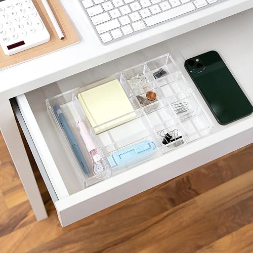 Miniatura 7 de Isaac Jacobs Organizador de cajones de acrílico transparente de 12 compartimentos (9.4 pulgadas de largo x 6.4 pulgadas de ancho x 1.3 pulgadas de