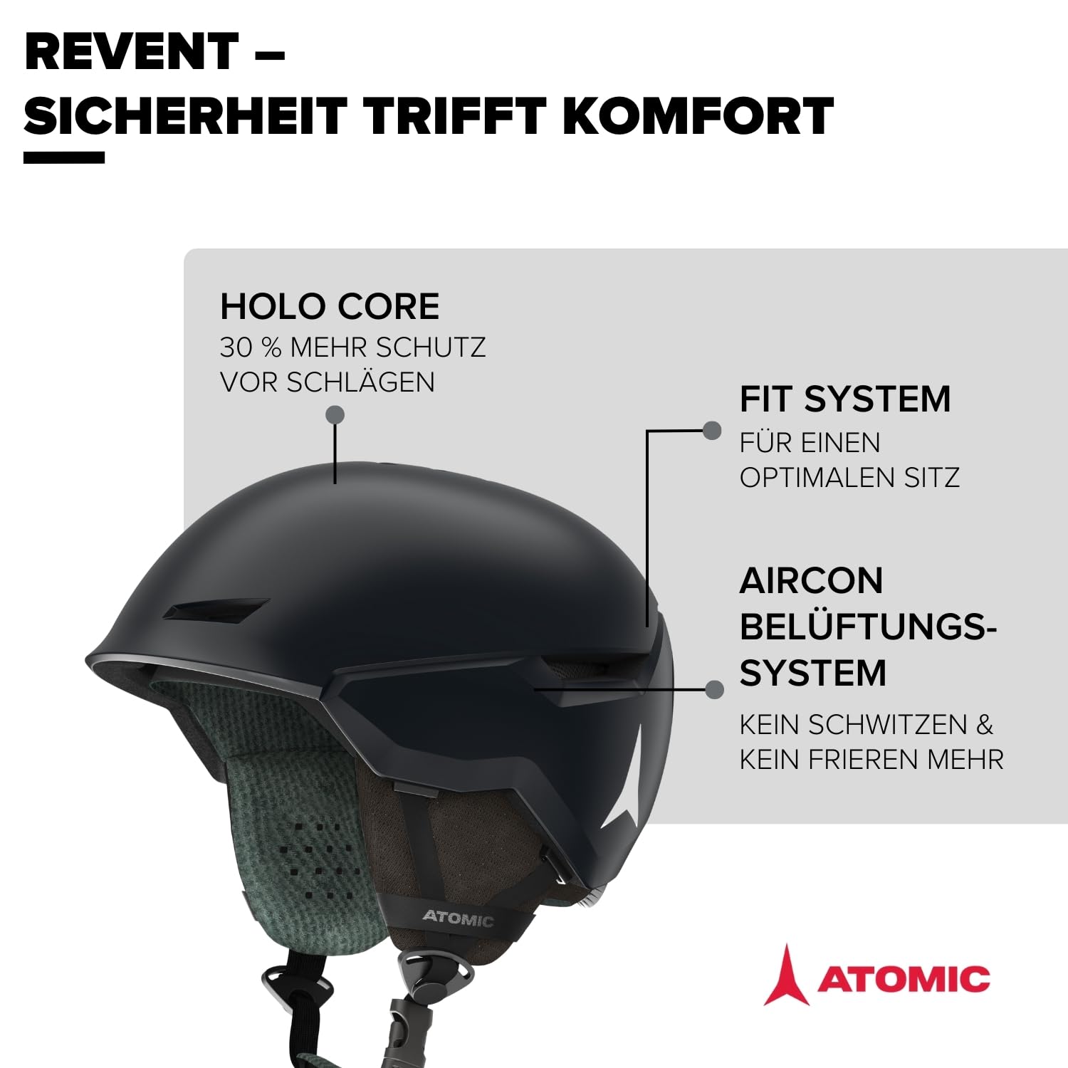 Atomic Revent Skihelm - Unisex für Erwachsene - individuelle Passform für präzisen Sitz - überlegener Aufprallschutz - innovatives Belüftungssystem