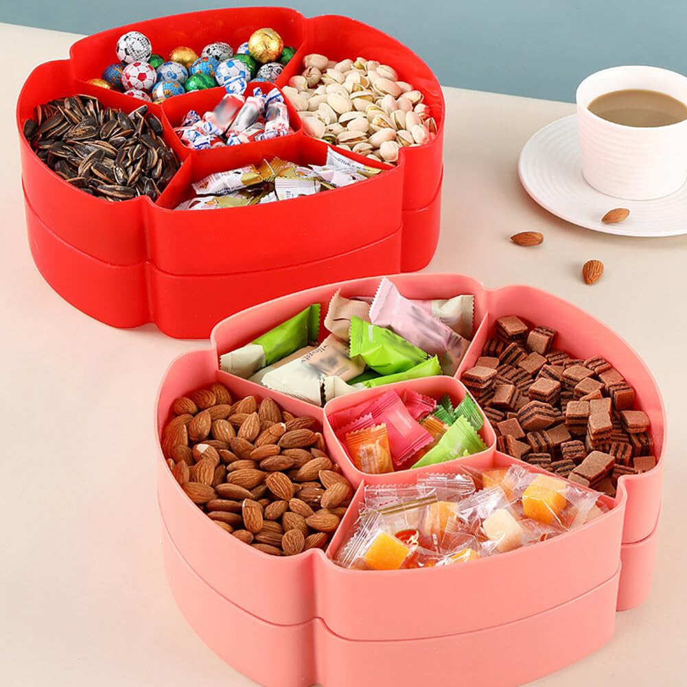 Lot De 4 Assiettes Avec Compartiments Réutilisables - Plateaux à Collations 4 Sections Pour Noix Desserts - Rose Bleu Vert Beige