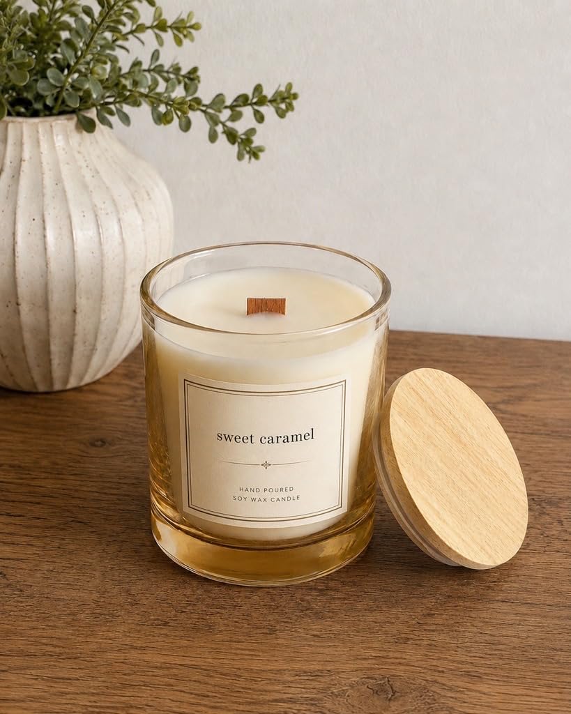Bougie Bliss Aromatherapy Scented Soy Wax Candle with Wooden Wick & Lid | Thick Glass Jar | Long Burning Candle for Home Decor & Gifting-image-47