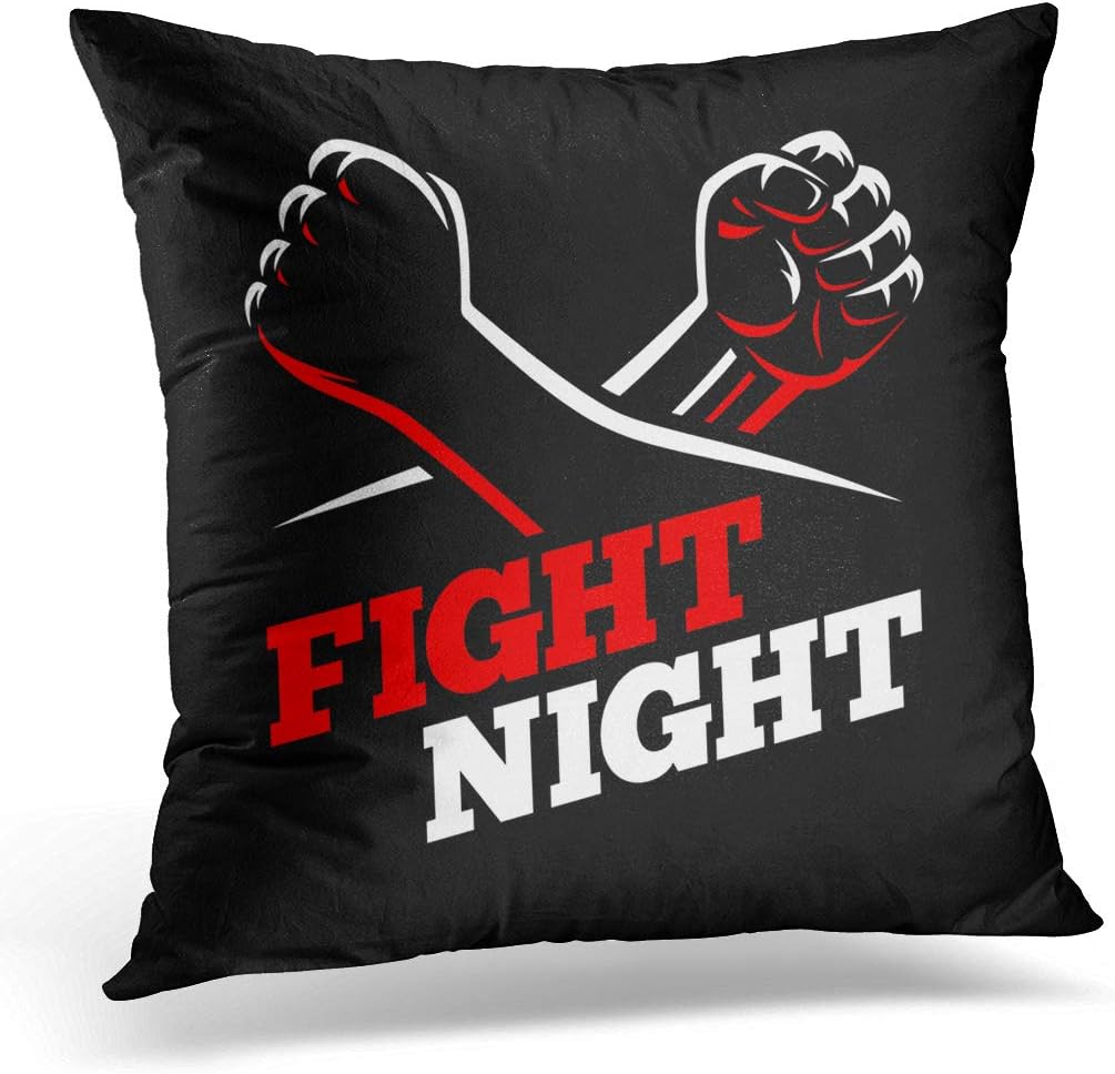 Awowee Cushion Cover 45x45cm/18x18inches Clenched Fists Fight Mma Kick Boxing Karate Sport Night Home Decor Throw Pillow Cover Square Pillowcase for Bed Sofa