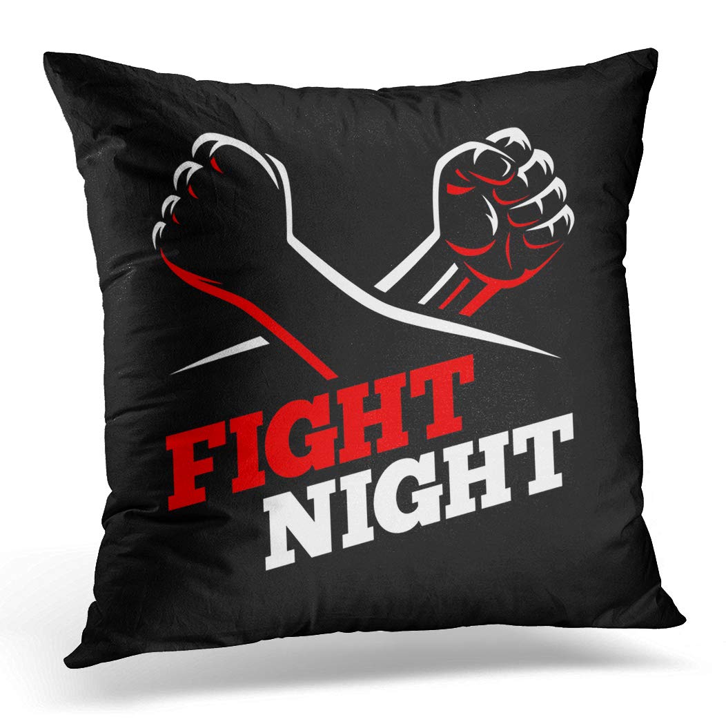 Awowee Cushion Cover 45x45cm/18x18inches Clenched Fists Fight Mma Kick Boxing Karate Sport Night Home Decor Throw Pillow Cover Square Pillowcase for Bed Sofa