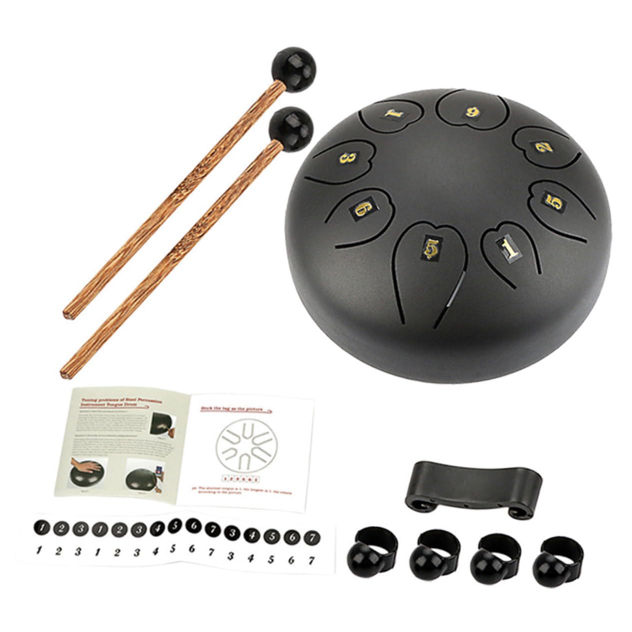 ifundom Instrumento de Lengüeta Negro, Instrumento de Percusión de Metal y Madera, Sonido Nítido, Fácil de Aprender, para Yoga y Educación