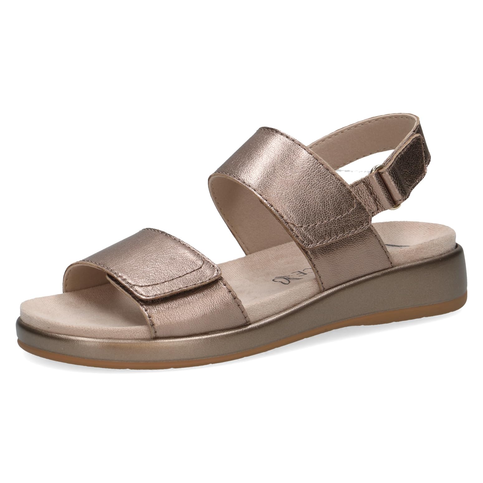 Caprice women's flat sandal in leather, Brown (TAUPE METALLIC), 3.5 UK
