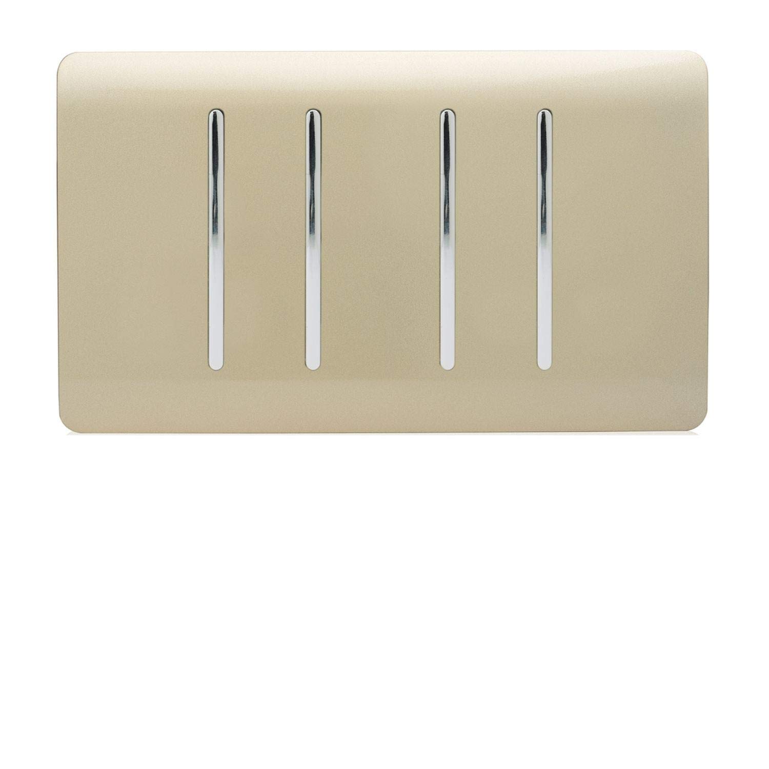 Trendi Switch Light/Gold 4 Gang Switch (3X 1 Or 2 Way & 1 X Intermediate)In Champagne