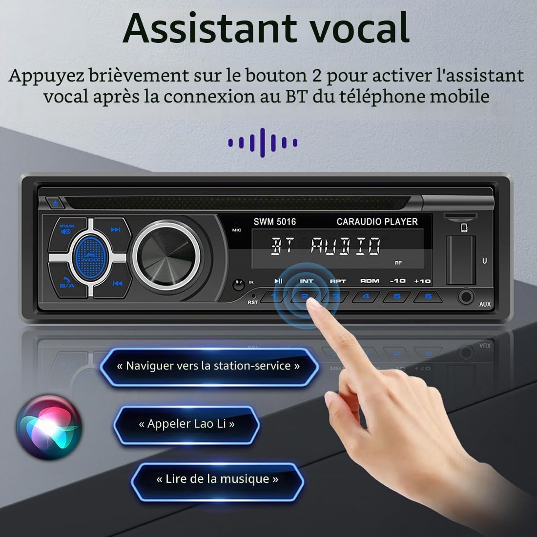 Autoradio stéréo Bluetooth avec lecteur CD VCD DVD 1 DIN 12 V RDS/FM/AM avec Bluetooth mains libres/USB/SD/AUX/Localiser et trouver une voiture/voix
