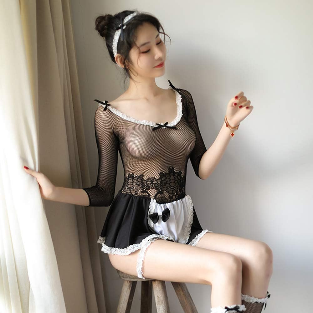 SINROYEE Sexy Maid Costume Bras for Women Sexy Cosplay Outfits Panties Sets for Women Lovely Maid outfit Japanese