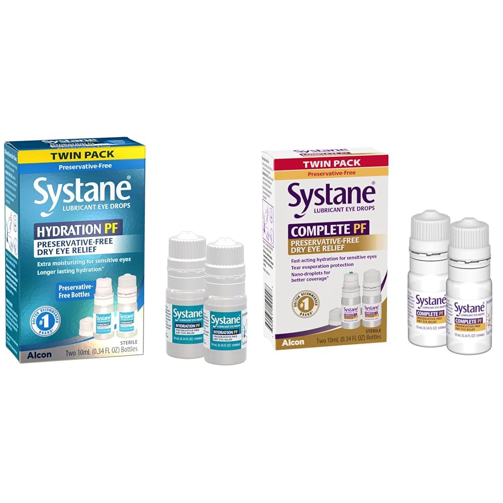 Systane Hydration Multi-Dose Preservative-Free Eye Drops Dry Eye Relief Twin Pack 2x10ml Complete PF Multi-Dose Preservative Free Dry