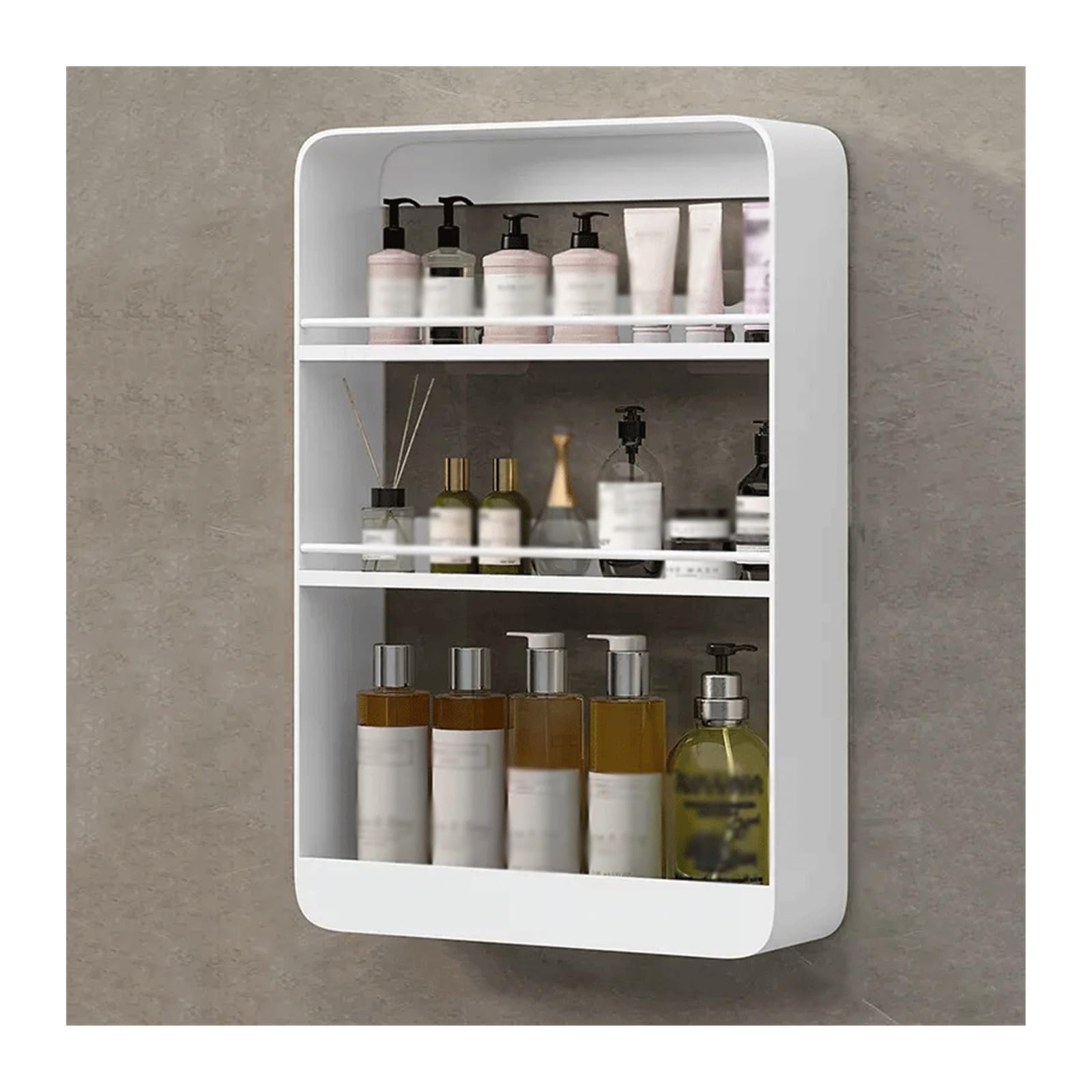 KHUTRW3D Shower Storage Rack Toilet Wall Mounted Shelves Washstand Three-layer Cosmetic Storage Shelves Wall Mounted Metal Shelves Without