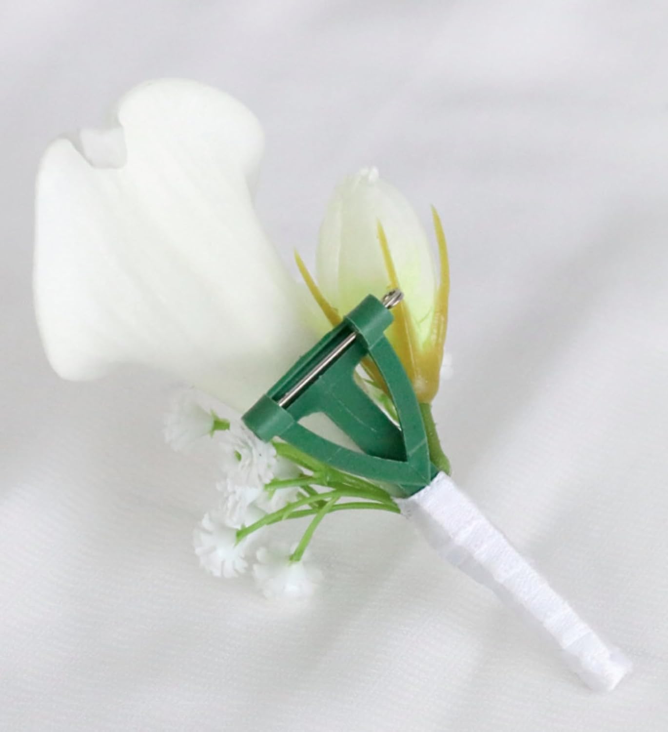Artificial Calla Lily Wedding Boutonniere Groom and Groomsmen Buttonholes Flower with Pins Prom Party Suit Decoration Anniversary Accessories for Man (White -A,8)