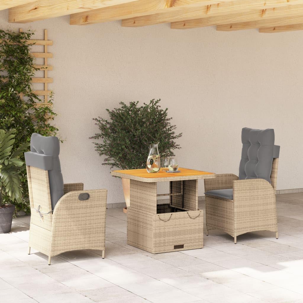 Salon de jardin 3 pièces résistant aux intempéries dossier réglable