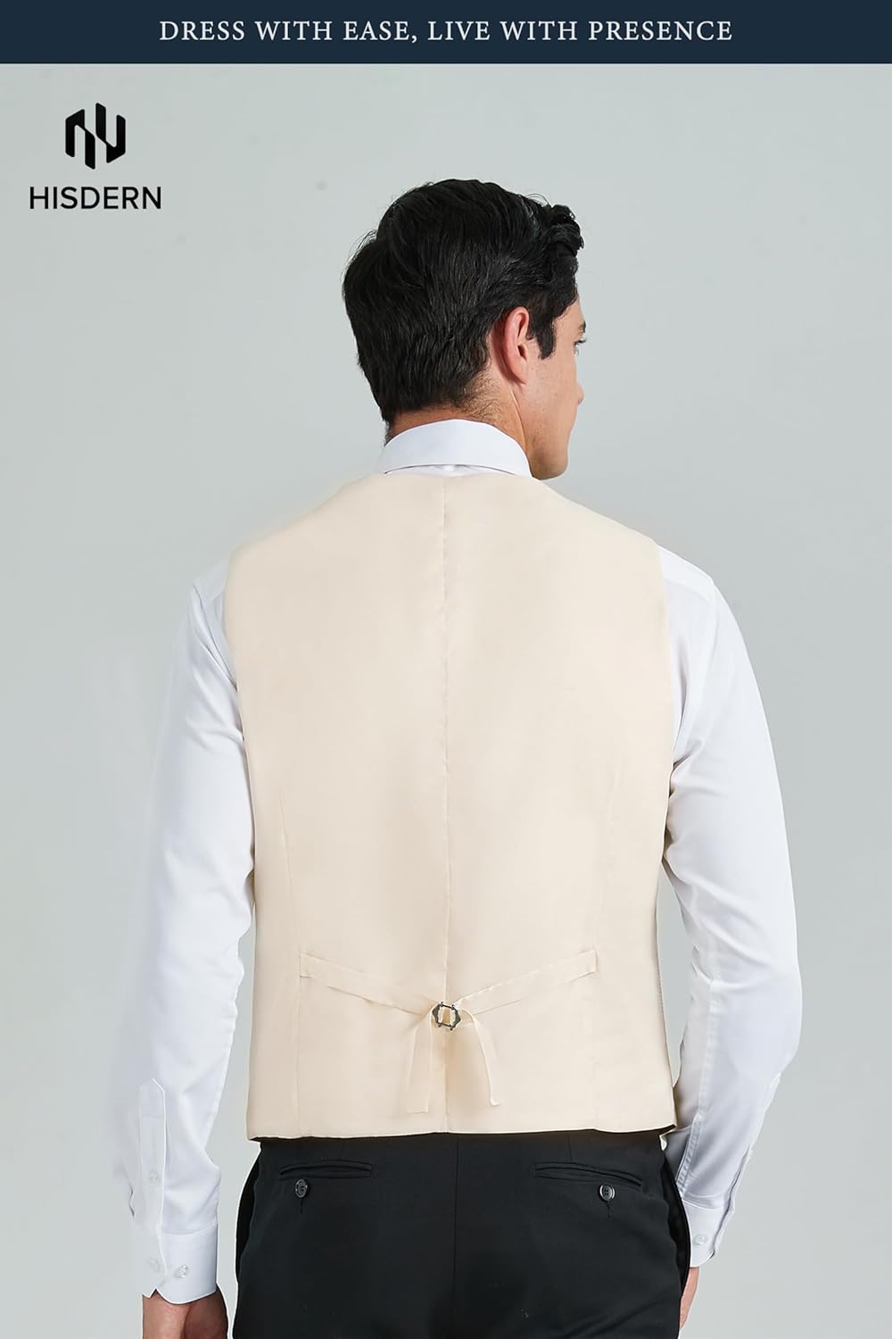 HISDERN Mens Suit Vest Business Casual Dress Waistcoat Vest Solid Color Formal Wedding Vests for Suits or Tuxedo - Image 3