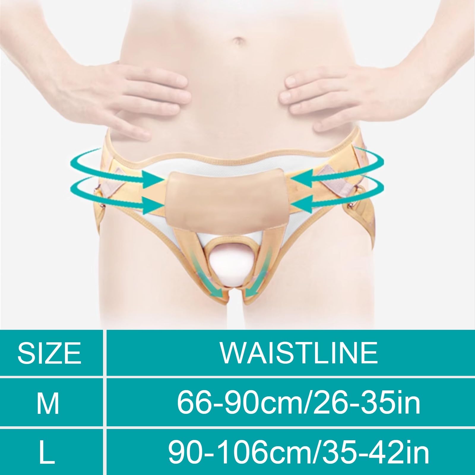 Braguero Hernia Inguinal Hombre y Mujeres, Cinturon Hernia Inguinal para Aliviar el Dolor con 4 Almohadillas de Compresión Extraíbles(Medium)