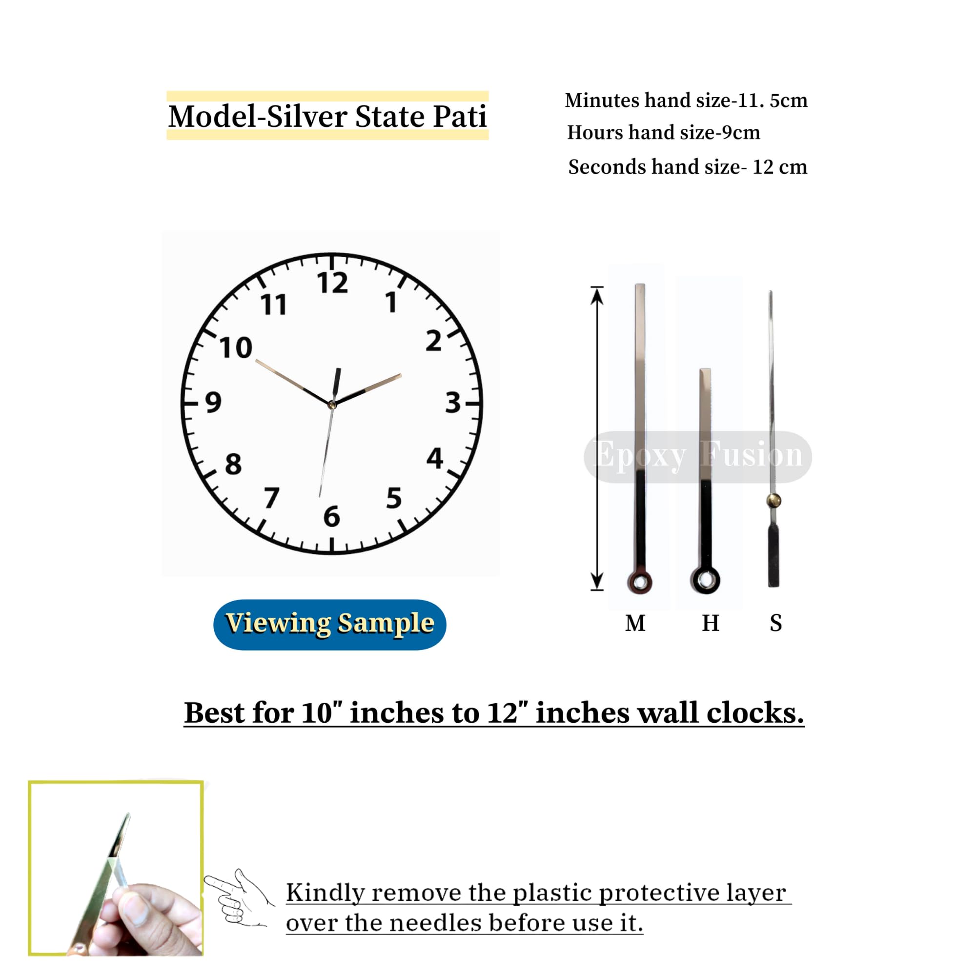 Epoxy Fusion 12 inch DIY Resin Clock Making kit, Round MDF Base (7mm Thick) for DIY Clocks and Resin Art (Silver State Pati) 2