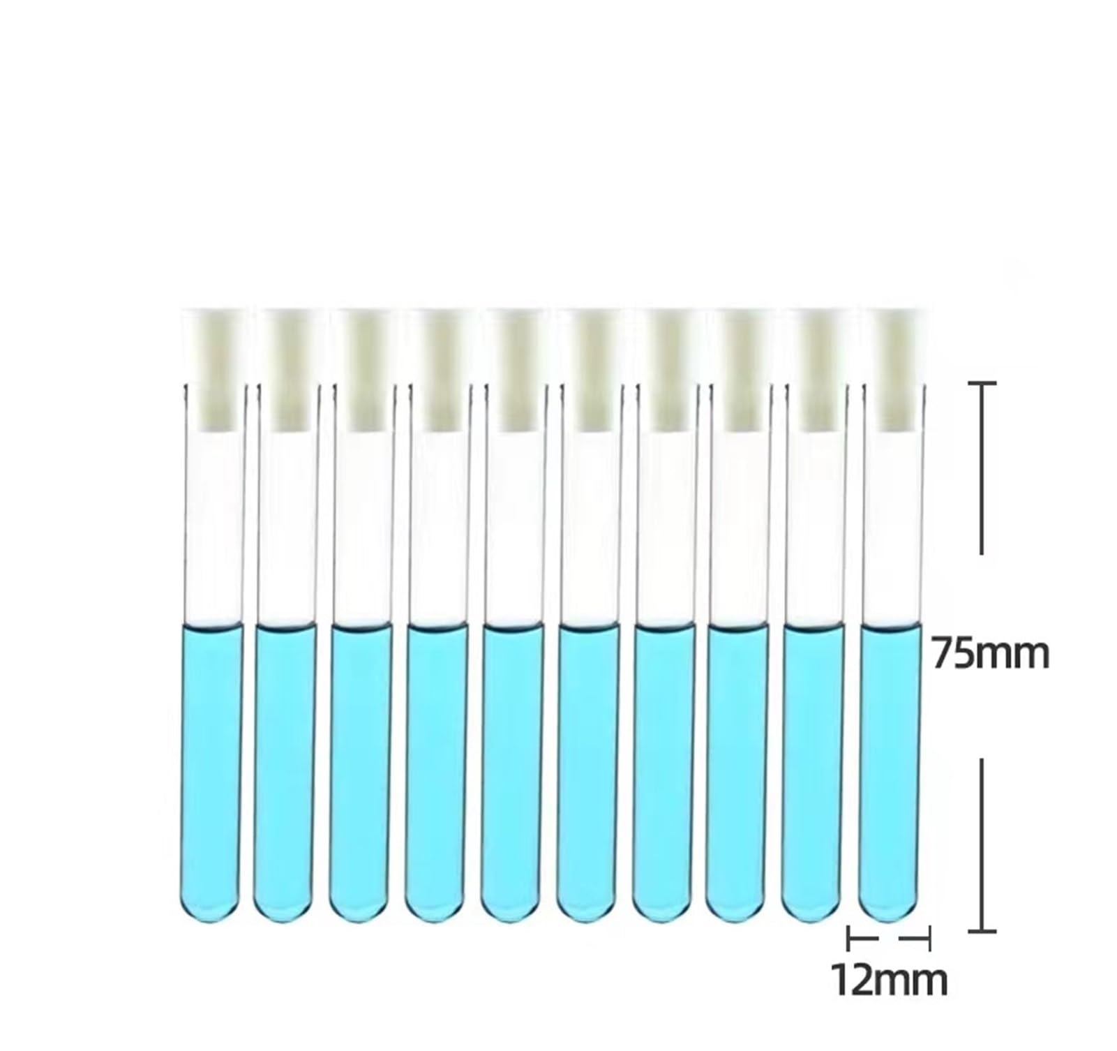 Confezione da 50 provette in vetro da 12 x 75 mm con tappo in gel di silice, per laboratorio, vetreria, laboratorio, provette in vetro con tappo