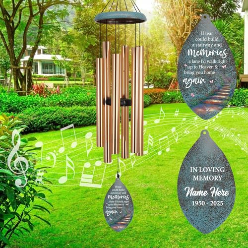 Image of ASTARIN Personalized 35inch Sympathy Wind Chimes, Memorial Gifts Wind Chimes for Outside, Deep Tone Wind Chime for Loss of Loved Ones, Commemorative Wind Chime for Mom /Dad /Friends,Produced in Texas