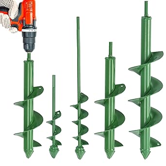 Auger Drill Bit for Planting 4 Pack, Garden Ground Earth Spiral Drill Bit for 3/8