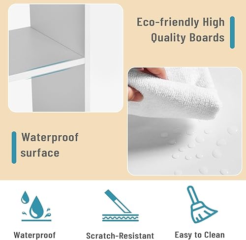 Miniatura 5 de Estantería de escritorio para escritorio, estante organizador de escritorio pequeño, estantería de mesa blanca de 3 niveles, organizador de