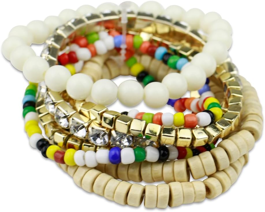 Multi Strand Bohemian Beads Textured Stackable | Handmade Bracelet Set for Women