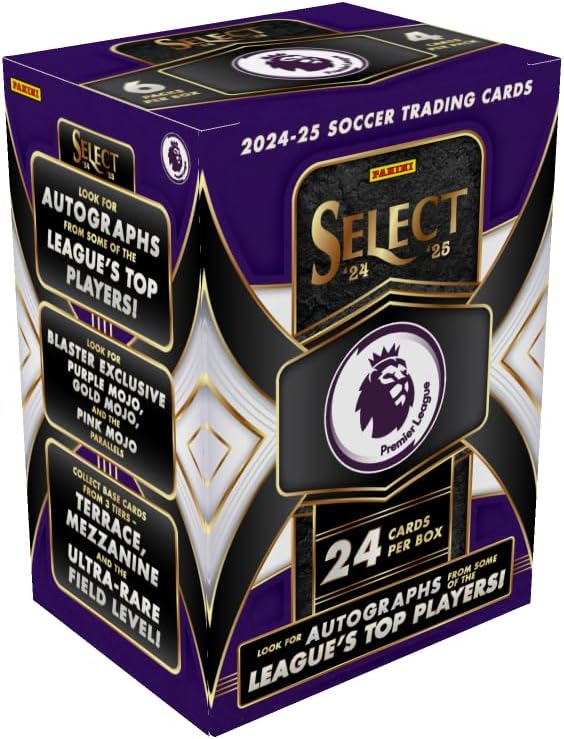 2024-25 Panini Select English Premier League Blaster Box - Tarjetas coleccionables de fútbol EPL - Paralelos, novatos e inserciones exclusivos de Blaster - Conjunto minorista oficial de Panini