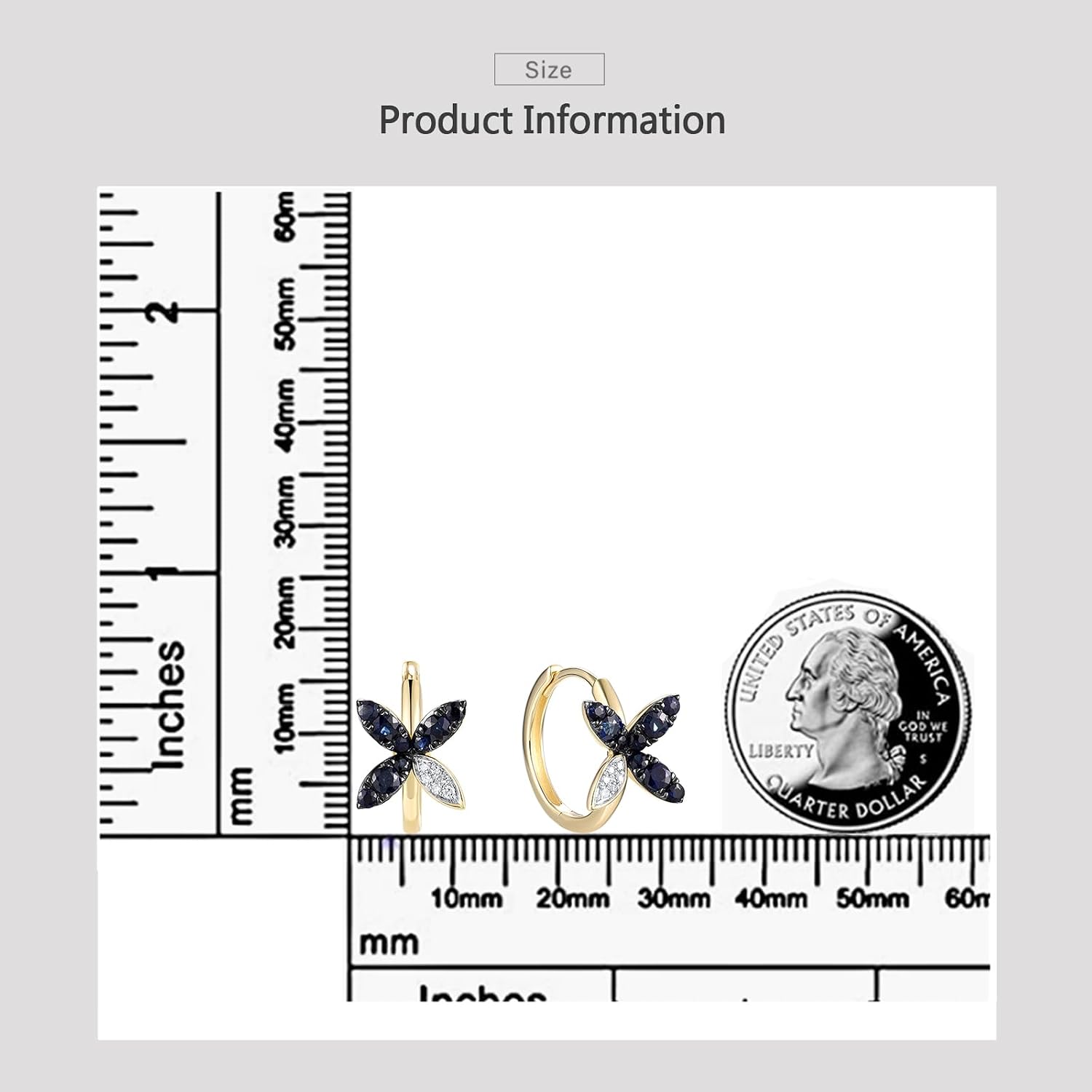 Santuzza 10K Solid Gold Flower Leaf Genuine Diamond Dainty Huggie Hoop Earrings for Women