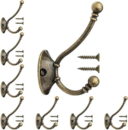 COEWUR 8pcs Perchero Retro Bronce Ganchos Percheros de Pared de Metal Cuelgue Ropa Abrigos Sombreros