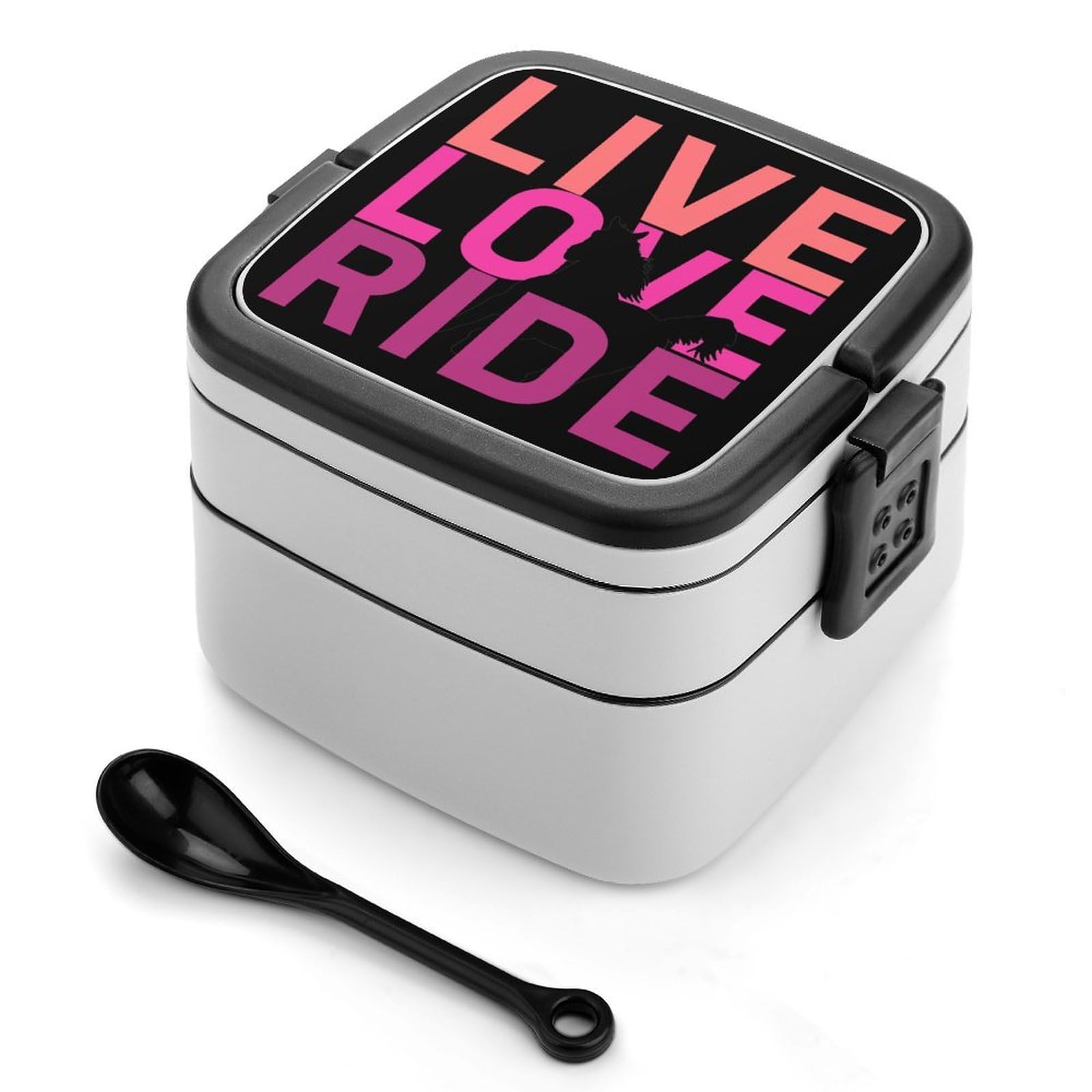 CGSBNGHA Live, Love, Ride Horse Bento Lunch Box 2 Layer Lunchbox Food Container for Adults Office
