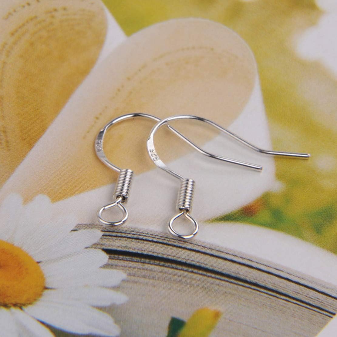 48Pcs/24Pairs 925 Sterling Silver Earring Hooks Hypoallergenic Silver Jewelry Making Supplies Findings Ear Wires Fish Hooks Nickel Free