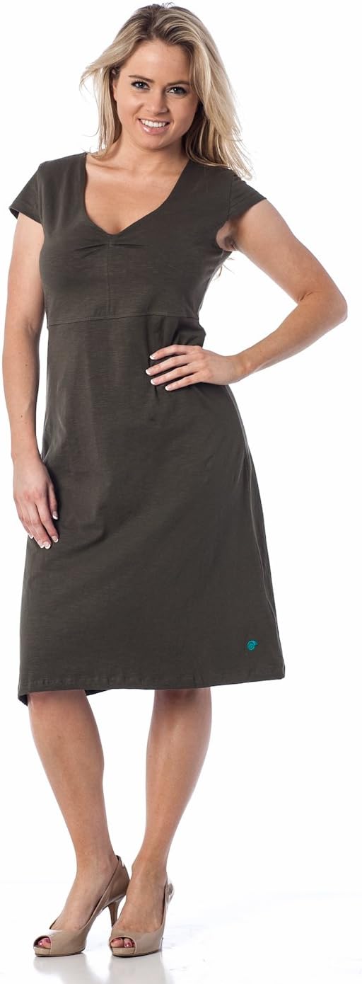 Alki'i V-Neck Double Fabric Bodice with A-line Drape Silvia Dress