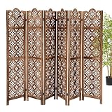 Carved Wood Room Divider 6 Panel,5.57 FT Tall Wooden Room Divider 67 in,Folding Room Dividers for Room Separation Home Office Garden Terrace (Antique Brown Carved)