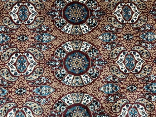 Image of Premium Runner Carpet, Vintage Medallion Pattern, Non Slip, Thick, Ideal for Bedroom, Living Room & Entryway, 3x5 Feet Maroon Multi Color