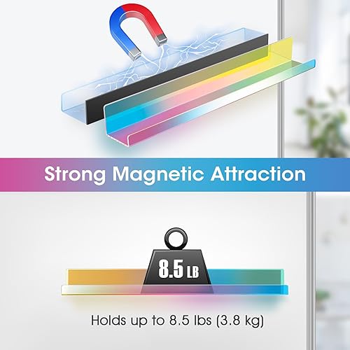 Miniatura 38 de NiHome Paquete de 2 estantes magnéticos de acrílico de 17 pulgadas para pizarra blanca, pantalla de imágenes grandes, elegantes estantes para Negro