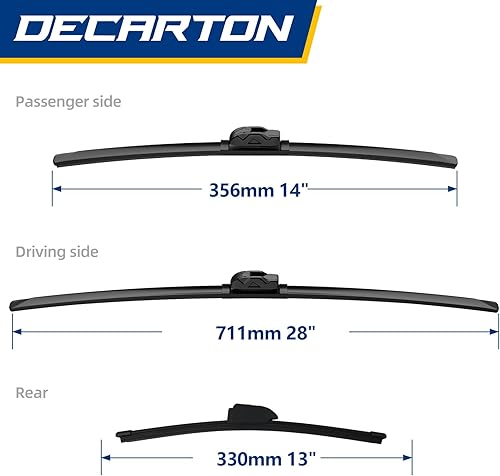 Miniatura 8 de DECARTON Juego de limpiaparabrisas delantero y trasero de repuesto para Kia Telluride 2020 20212022 (paquete de 3)