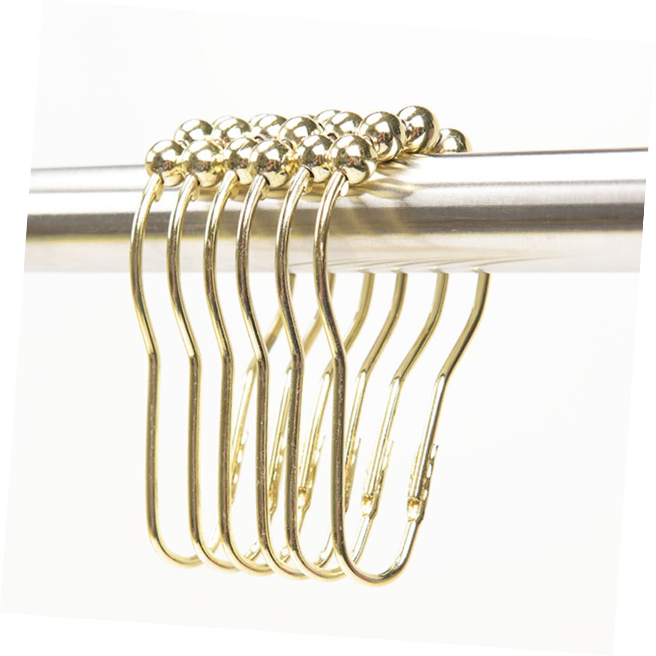 Crochets de Rideau de Douche, Crochets de Douche for Rideaux, 24 pièces, Boucle de Crochet for Rideau de Douche, cintres for Manteaux, Rideau argenté, Rideau à roulettes Robuste(Golden)