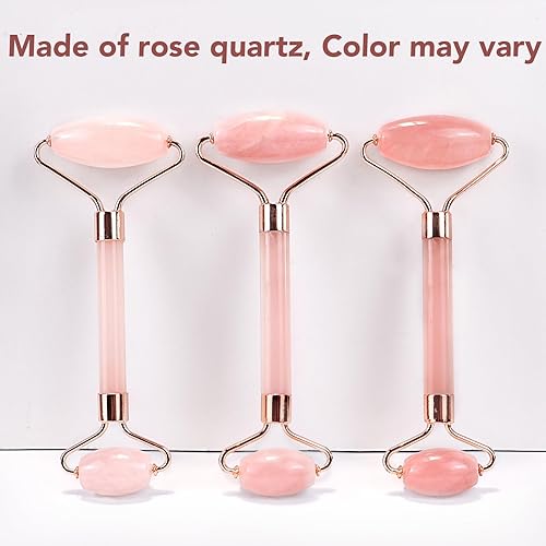 Miniatura 8 de huefull Rodillo facial de cuarzo rosa y juego de herramientas faciales Gua Sha, herramienta de masaje de drenaje linfático para aliviar la tensión