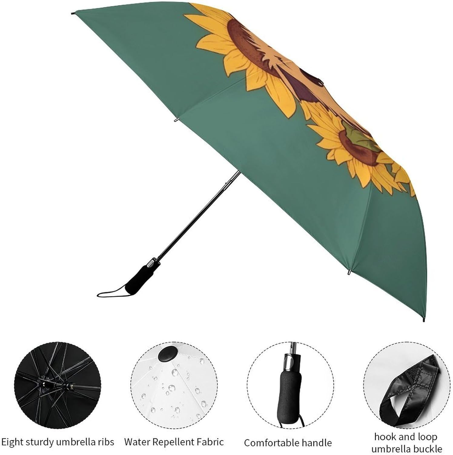 Sunflower Hamster Cartoon Umbrella Extra Large Folding, Travel Umbrella Windproof, Compact, Golf Umbrella With Unique Patterns, Fashionable And Beautiful for Men And Women.