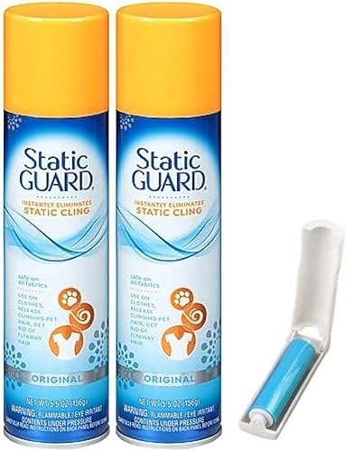 Spray protector estático, 5.5 onzas (paquete de 2)  con rodillo de pelusa MYD tamaño viaje