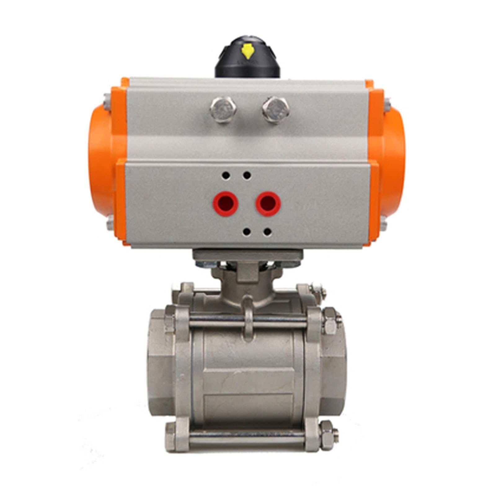 HDPHCRIUN Q611F-16P 4inch Three Piece 304 Stainless Steel High Platform Pneumatic Ball Valve DN100 With Double Acting Cylinder 1Pcs(AT DN100)