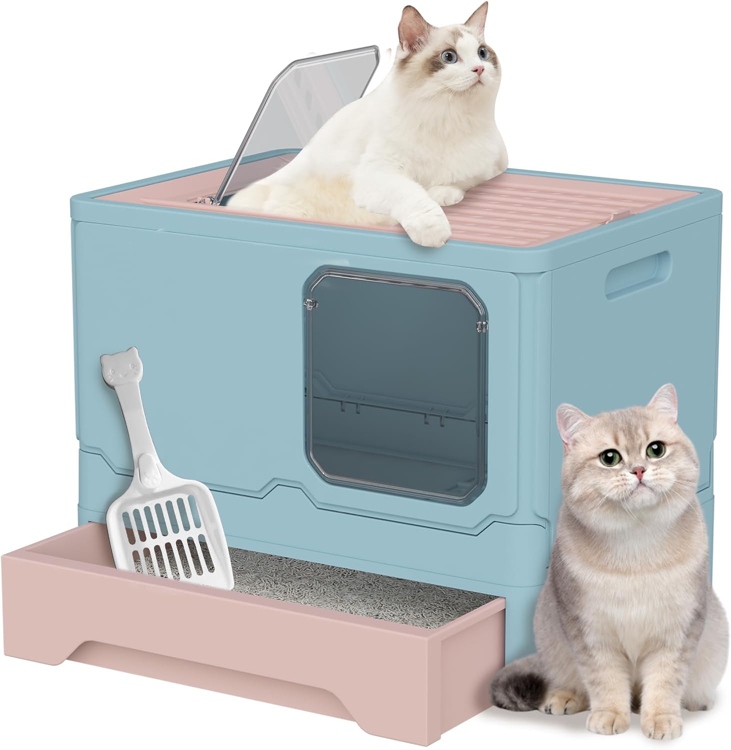 Cat Litter Box with lid,Foldable cat Litter Box,Closed