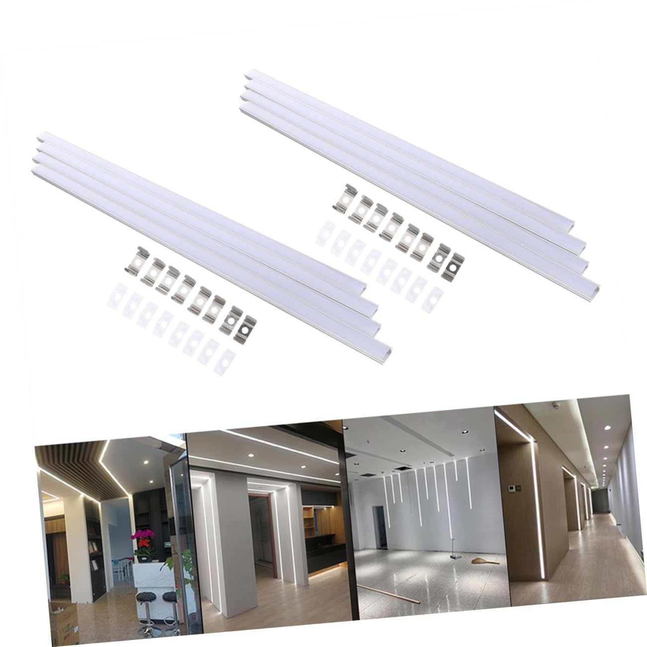 8sets Led Strip Light Housing Kit U-Shape Aluminum Channel Easy Installation for Home Office Commercial Use Designed for Soft Lighting Effects and Modern