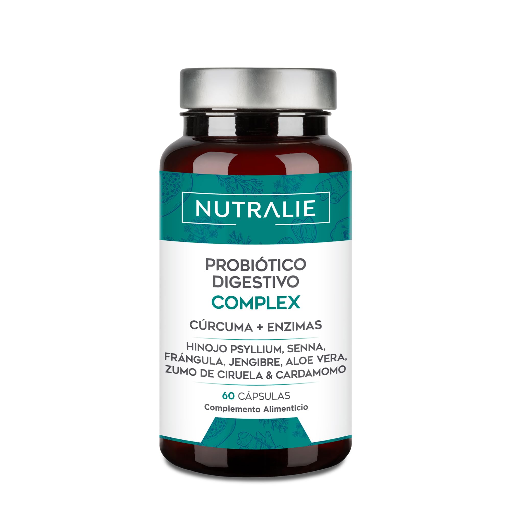 Probiótico Digestivo Complex - Cúrcuma + Enzimas + Hinojo + Psyllium + Senna + Frángula - 60 cápsulas Digestive Complex Nutralie