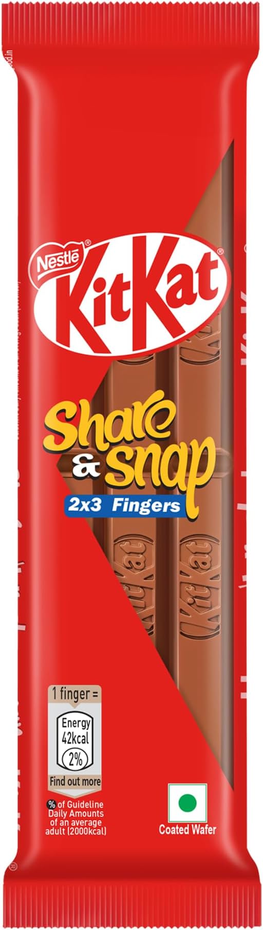 - Share & Snap 2X3 Fingers Wafer Bar, Chocolate, 57 Grams