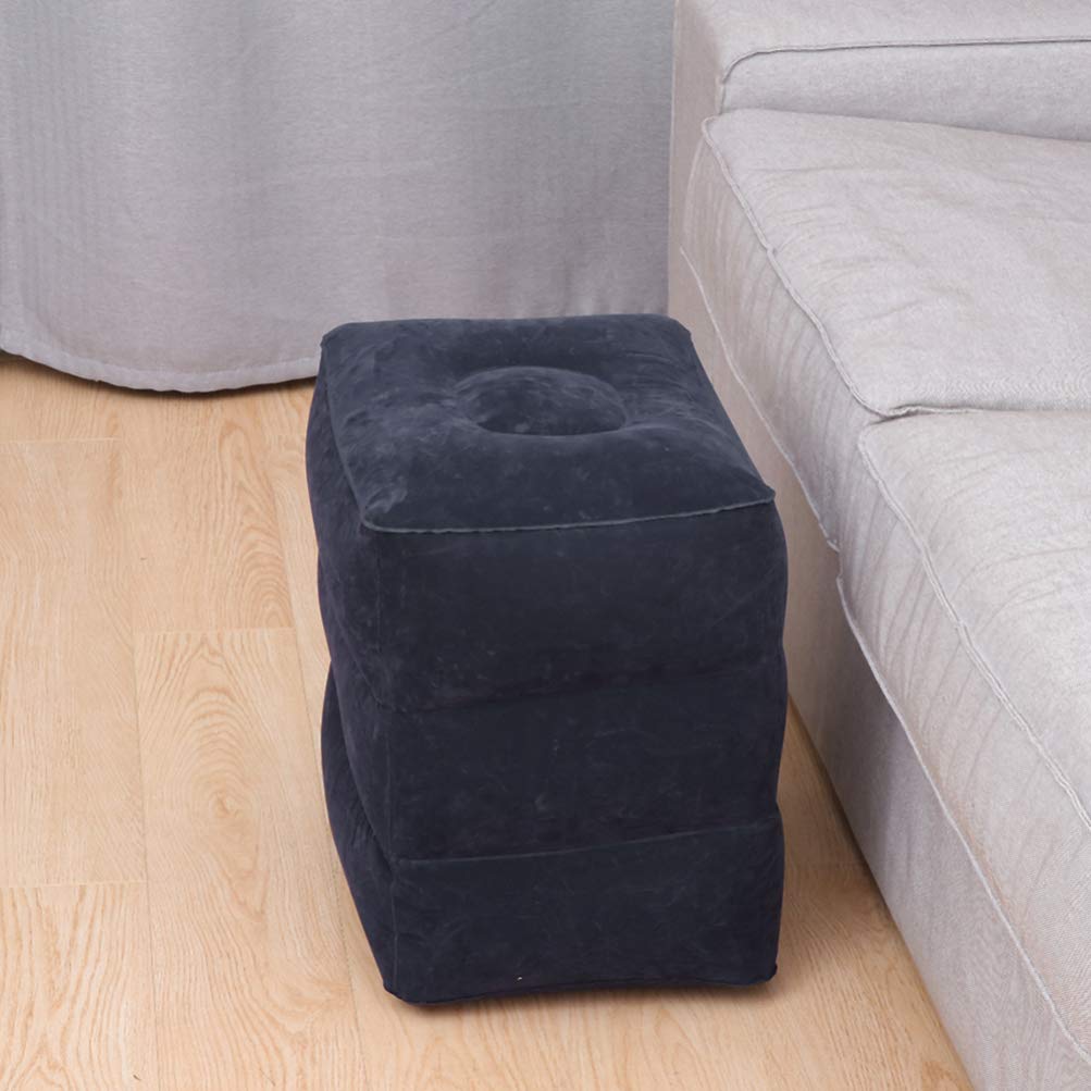 VILLCASE Gonflable pour Avion Coussin Relaxant Portable Tabouret avec Tube Gonflable Et Pochette De Rangement pour Fauteuil Inclinable Bleu Foncé