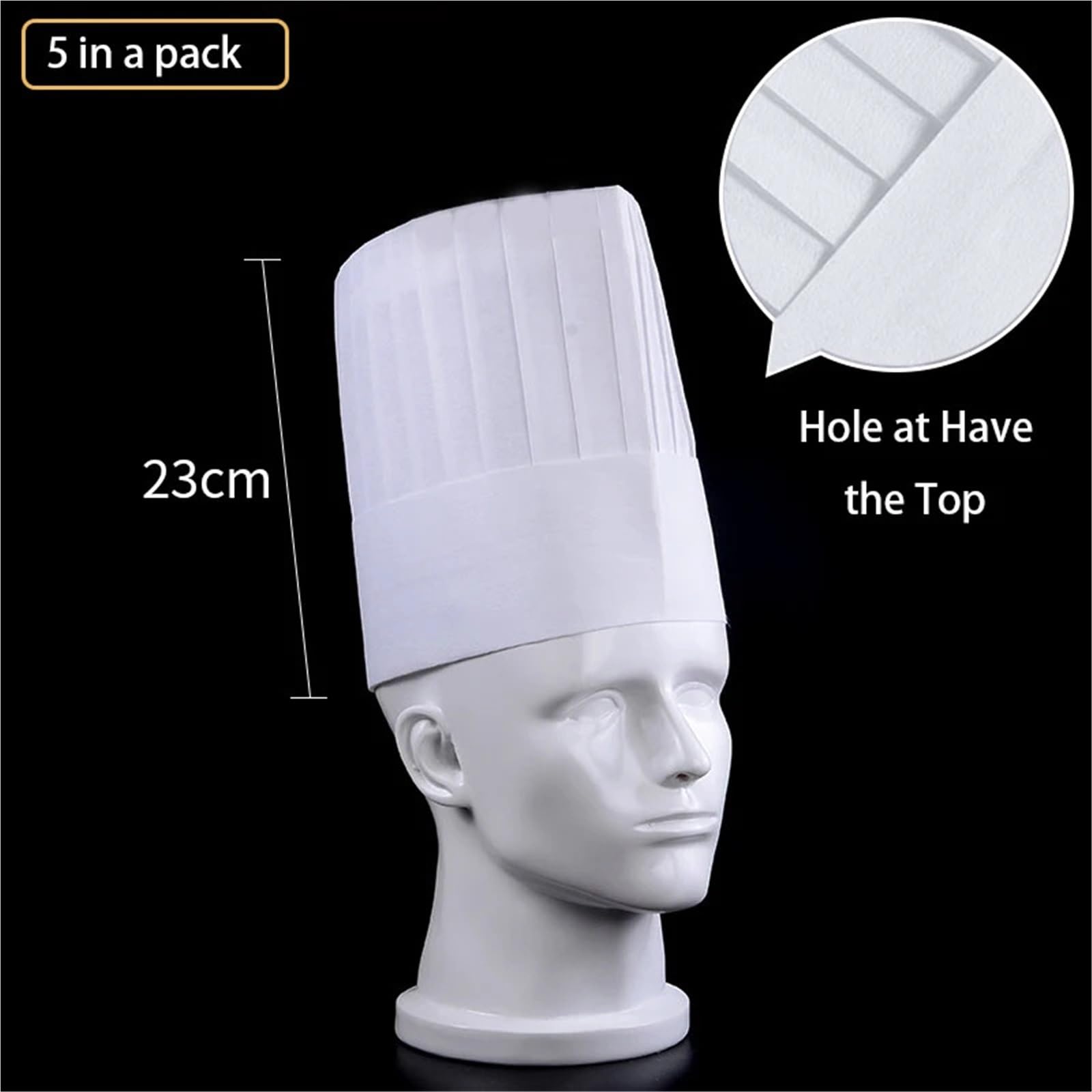 Cappello Da Cuoco 5 pezzi cappello da cucina for ristorante sushi cibo catering berretto da cucina hotel cappelli da chef traspiranti non tessuti for unisex Per Adulti, Cucina, Casa(Medium 5pcs)