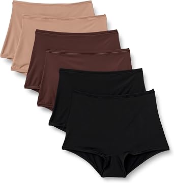 Amazon Essentials Womens Microfiber High Waisted Boyshorts, Pack of 6
