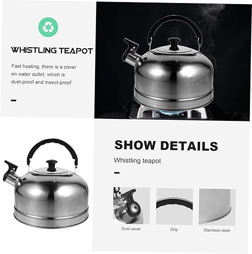 Miniatura 3 de NOLITOY Olla de sonido para camping, tetera para acampar, hervidor de hervidor, silbato fuerte, tetera, silbido, tetera, tetera de acero inoxidable,