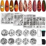 Biutee Nail Stamping Plate Kit 2 Nail Stamper 13 Nail Art Stamp Plate Set 2 Scraper Nail Stamping Kit Template Image Plate Stencils Tool for Manicure Design Holiday